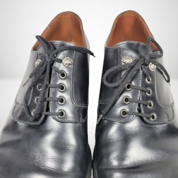 VERSACE CLASSIC V2 CABAL1 BLACK LEATHER LACE-UP MEN'S DRESS SHOES - SIZE: 9 - Picture 4 of 13